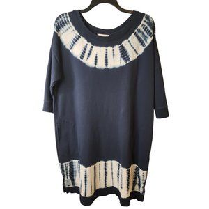 J. Jill Indigo and Cream Patterned Midi Dress